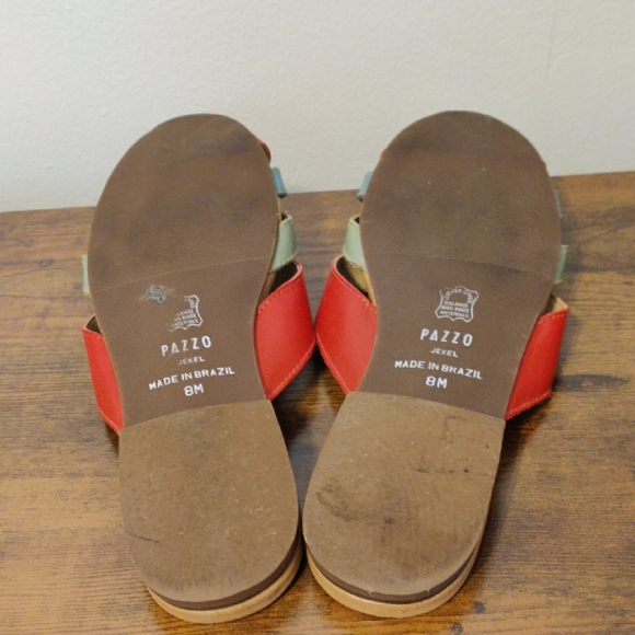 PAZZO. Women's Red and Tan Sandals - Picture 6 of 11